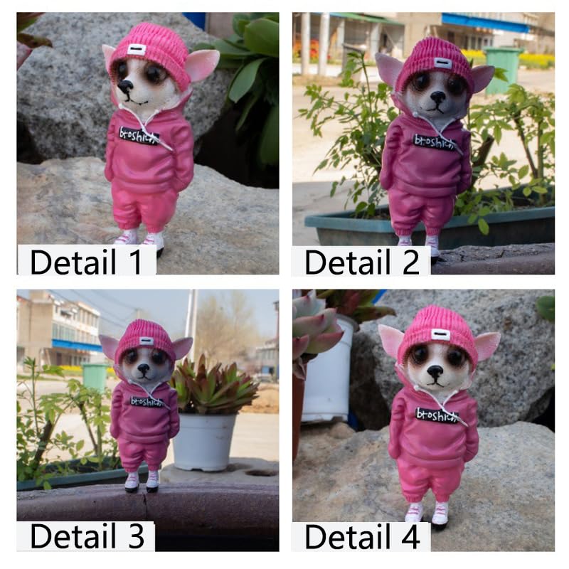 Cute Resin Backpack Dog Statue Crafts Living Room Desktop Decorations,Handmade Casual Small Resin Animal Statue Ornament Home Decor Pink - color: Pink