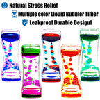 FKYTION Liquid Motion Bubbler Timer Pack of 5 Colorful Hourglass Liquid Bubbler ADHD Fidget Toy Sensory Toy Anxiety Toys Autism Toys Children Activity Calm Relaxing for Kids Teenager Adults