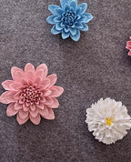 Ceramic Wall Flower Decor Artificial 3D Flower Wall Art，Handmade 3D Wall Art Hanging Sculpture， Porcelain Flower Wall Décor (Pink,Paeonia lactiflora，2.76")