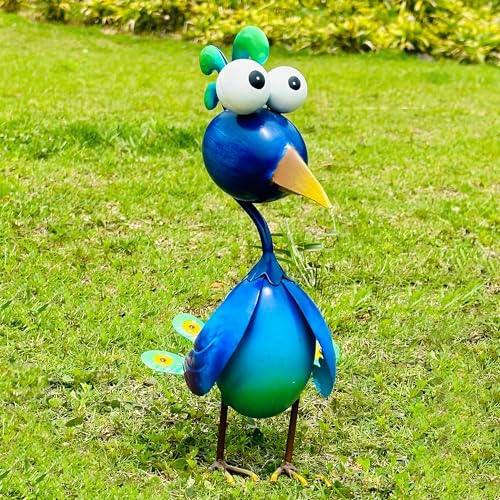 Kircust Peacock Decor Metal Yard Art Outdoor Statues Lawn Decorations Outside Garden Peacocks Decoration for Home - color: Green