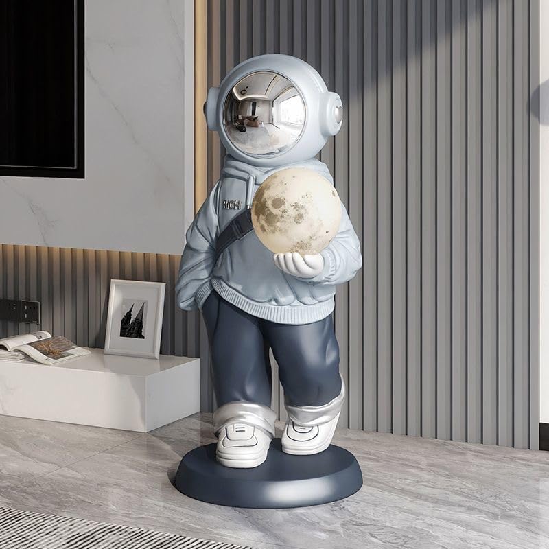 Astronaut Statue, Astronaut Sculpture, Home Decor Sculpture, Cool electroplated mask Decoration, Large Astronaut Ornament - color: Light Blue