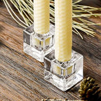18 PCS Square Glass Taper Candle Holder for Candlesticks Holders Glass Candle Holder for Table Centerpiece Crystal Candle Holders Clear Candlestick Holder for Wedding Party
