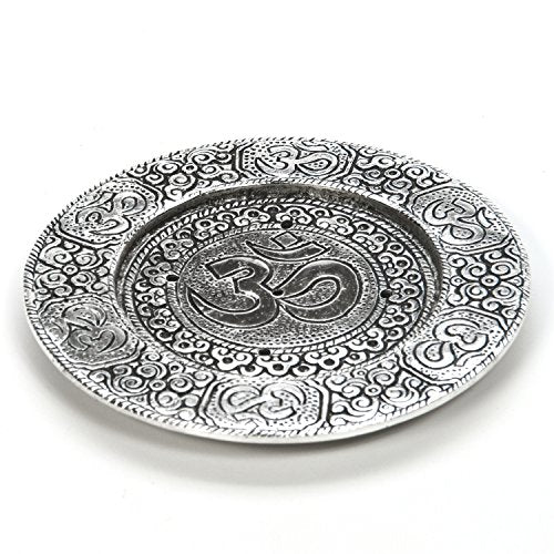 Hosley Tibetan Style Aluminum Incense Sticks Burner for Aromatherapy and Home Ambiance Aged Silver Finish 4.5" Diameter - color: Silver