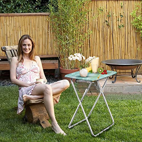 Garden 4 you Folding TV Tray Table,TV Dinner Table with Sturdy MDF Top,Eating Trays for Living Room with No Assembly Required, 2PCS (Sea Blue) - color: Sea Blue, size: 2pcs