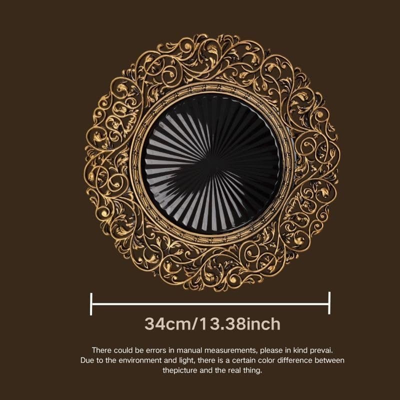 13inch Round Plastic Charger Plates,Set of 8,Charger Plates for Dinner,Wedding,Party,Event Decoration. (Black gold edge) … - color: Black gold edge