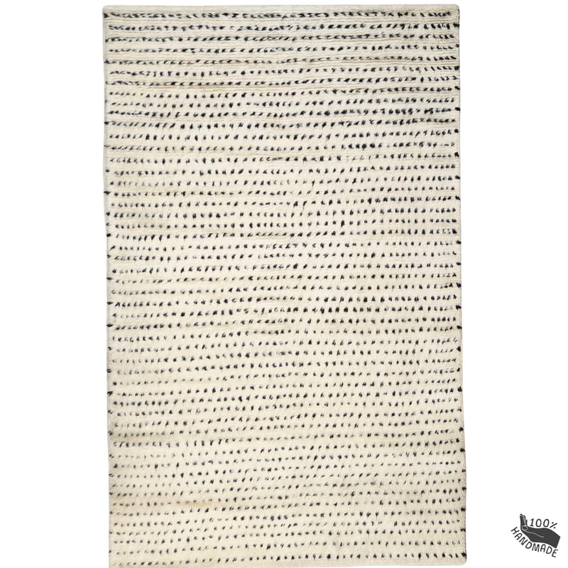Art Object Handknotted Wool Area Rug Multi Sizes Ivory Polka Dot Pattern Hand Woven Carpet for Living Room Bedroom - Soft Pile Pet Friendly Home Decor Made in India - size: 6' x 4' (Rectangular)