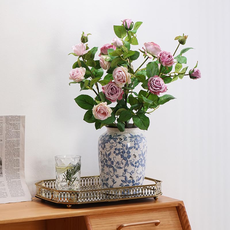Denique Vintage Blue and White Porcelain Vase Ceramic Vase for Home Decor, Retro Crack Blue Flower Vase Pottery Vase Chinoiserie Decor - size: 5.9x7.8inch