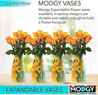 MODGY Expandable Flower Vase, Plastic Decorative Modern Foldable Printed Vases for Centerpieces for Wedding, Dining Table, Home Decor, Living Room, Bathroom, Office, Sunflowers, 4 Pack - style: 4 Pack