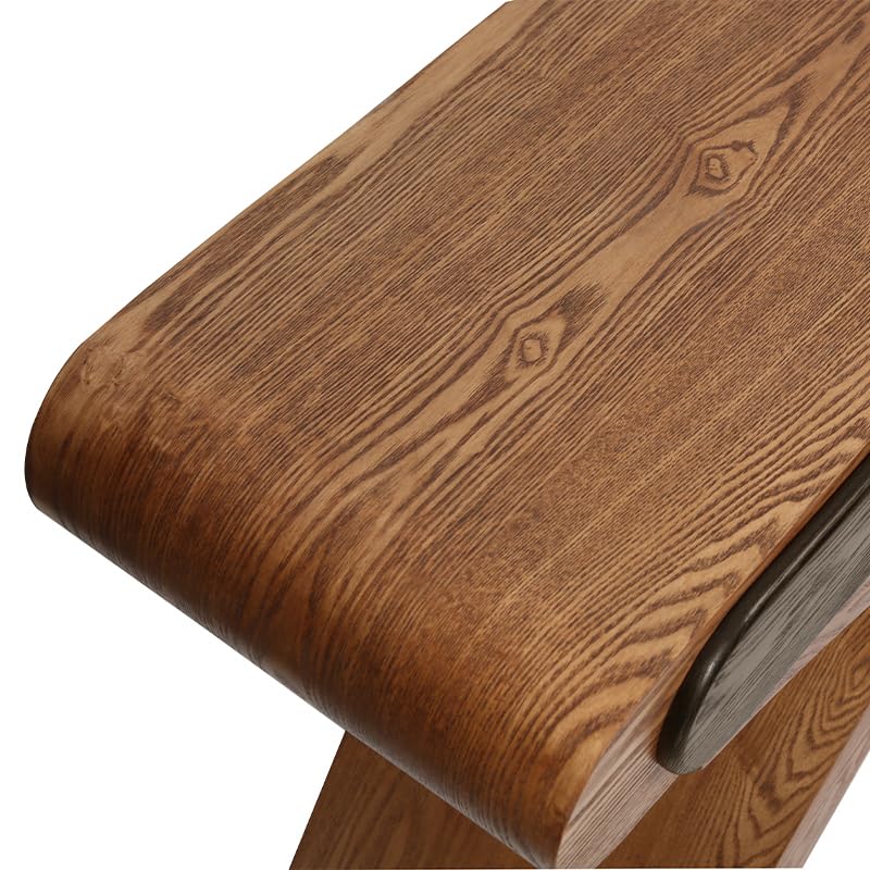 WILLIAMSPACE 47.24" Oval Console Table with Cross Leg & 2 Drawers, Mid Century Modern Wooden Entryway Sofa Table Hallway Table for Living Room, Foyer - Brown - color: 47.24" Oval Console Table With Cross Leg,brown