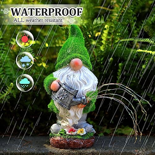 VChymm Flocked Solar Garden Gnomes Outdoor Statues-11.8‘’Outdoor Garden Decor-LED Outdoor Decor Light-Unique Housewarming Gifts Yard Art Sculptures for Patio Lawn Ornaments - color: Kettle Gnome