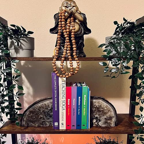 JIC Gem Geode Bookends Large Black Crystal Bookends Decorative Heavy Duty Agate Book Ends for Shelves 1 Pair 4 to 6 LBS with Rubber Bumpers - color: Black Dyed, size: 4-6LBS.