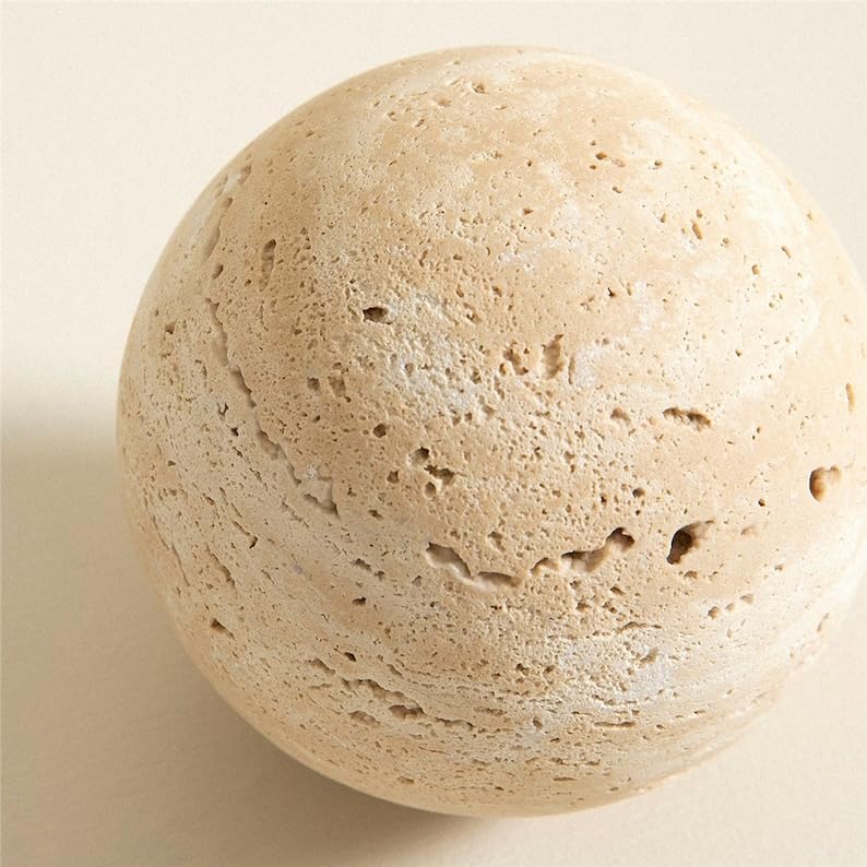 Travertine Sphere, Natural Stone Ball, Natural Home Décor, Decorative Balls, Sustainable Book Shelf and Coffee Table Décor