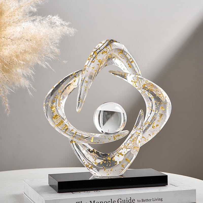 Abstract Art Sculpture, Resin Gold Decorative Statue, Modern White Ornaments for Living Room, Decorativas Modernas for Coffee Table/Entryway/Office Collectibles (Gold foil) - color: Gold Foil