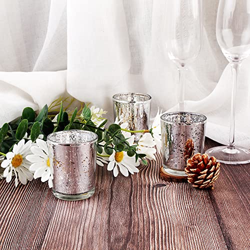 Silver Mercury Glass Tea Light Holders Set of 36 - Elegant Votive Candle Holders for Weddings, Showers and Home Decor - Perfect for Table Centerpieces and Parties (Glass, Silver) - color: Silver