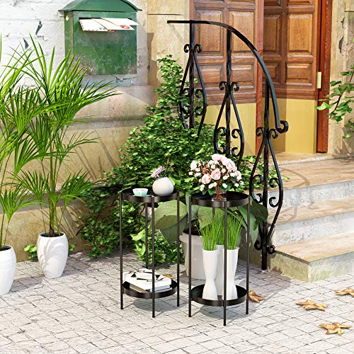 OVICAR Plant Stand Indoor Outdoor - Flower Pot Holder Metal Plant Rack Organizer , 2 Tiers Tall Planter Display Storage Shelf For Home Garden Patio Bathroom Office Living Room Balcony Corner(Black) - color: Black