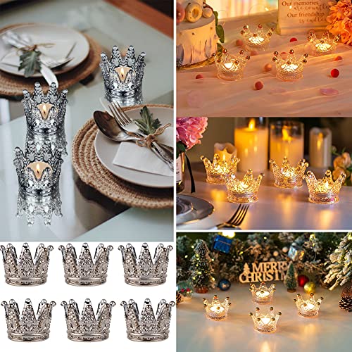 AKOAK 1 Pack Crown Glassware Candle Holder, Elegant Glass Tea Lamp Holder, Tea Light/Tabletop Candle Holder Decoration, Votive Candle Holder, Wedding, Party, Dinner, Family Decoration (Smoky Gray) - color: Smoky Gray