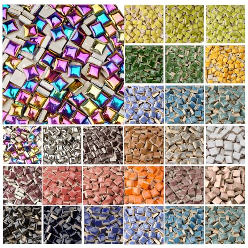 Mosaic Tiles for Crafts Blue, Glazed Porcelain Tiles,300g/200pcs Ceramic Tile Mosaic Pieces,Square Shapes(12mm),Design for Mosaic Making Projects - color: Blue