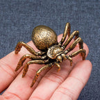 Brass Spider Figurine, Japanese Style Fengshui Wealth Sculpture Lucky Statue Tea Pet Miniature Artware Collectible Figure for Home Office - color: 1 Spider Statue