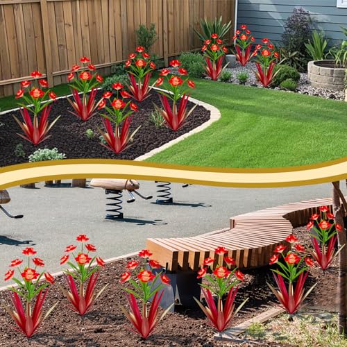 Homight Metal Agave Plant Outdoor Decoration Outdoor Garden Decoration Daffodils Flowers Mexican Yard Art Daffodils Flowers Decorative Garden Gift (2 Big red Daffodil) - color: 2 Big Red Daffodil