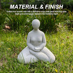 Abstract Meditation Lady Statue, 5.2 inches, White Resin Yoga Figurine, Modern Home Office Desk Decor - color: Rough White