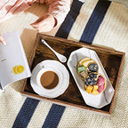 Hanobe Brown Decorative Serving Trays: Rustic Brown Rectangle Tray Decor with Cutout Handles for Coffee Table Ottoman Living Room Kitchen Home Decor, Large - size: 15.8" x 11.8" x 2"