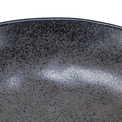 Creative Co-Op Stoneware Bowl with Handle and Base, Black Reactive Glaze - color: Black, size: 8.0" Round x 3.75" Tall