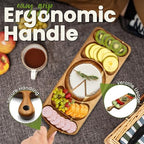 Reversible Acacia Wood Serving Platter with Handle – Premium Wooden Tray for Charcuterie, Crackers, Cheese, Fruit, Veggies, Appetizers & Snacks – Party Serving Tray & Travel Charcuterie Board