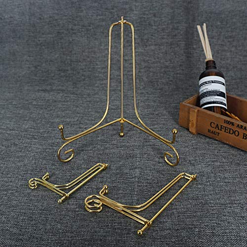 LIONWEI LIONWELI 6 Pack Iron Display Stand,Gold Iron Easel Plate Holder Stand for Displaying Pictures, Plates, Books and Arts (4, 6, 8 inch) - color: Gold