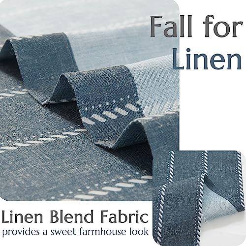 jinchan Nautical Striped Linen Kitchen Curtains 24 Inches Farmhouse Tier Cafe Curtains for Living Room Bathroom Laundry RV Rustic Half Window Light Filtering 2 Panels Dusty Navy - color: Nautical Striped Blue, size: 26"W x 24"L (Pack of 2)