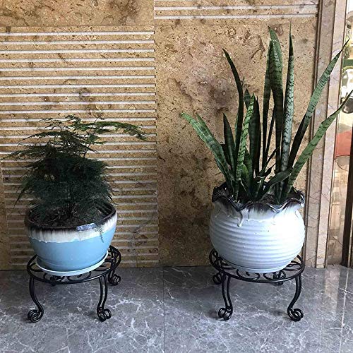 Metal Outdoor Plant Stand 11.8IN Diameter Heavy Duty Plant Pot Stands for Indoor Round Flower Pot Support Rack Set of 2,Black