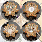 OwnMy Crystal Lotus Flower Tea Light Holder Lotus Petals Votive Candle Holder, Crystal Flower Tealight Candle Stand Candle Lamp for Wedding Table Centerpiece (Champagne Gold) - color: Champagne Gold