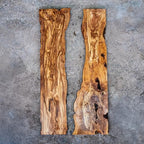 Turkish Olive Wood Live Edge Slab Set (2 Pieces) for Epoxy Resin Tables – Kiln Dried, Sanded, Resin Ready (20 in (50 cm)) - size: 20 in (50 cm)