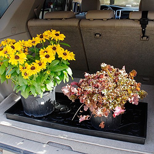 Achla Designs Scrollwork Rubber Boot Tray, Medium,Black - size: 34" x 14.3" x 2"