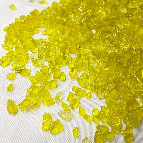 2lb Curshed Yellow Glass Chips for Crafts Art Resin Vase Filler - color: Yellow