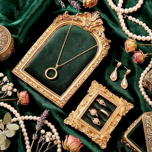 Liliaafar 2 Pcs Vintage Ring Holder Jewelry Display Stand for Vendors Necklace Jewelry Organizer with Velvet Backing for Women Engagement Wedding Anniversary(Classic,Green) - color: Green, style: Classic