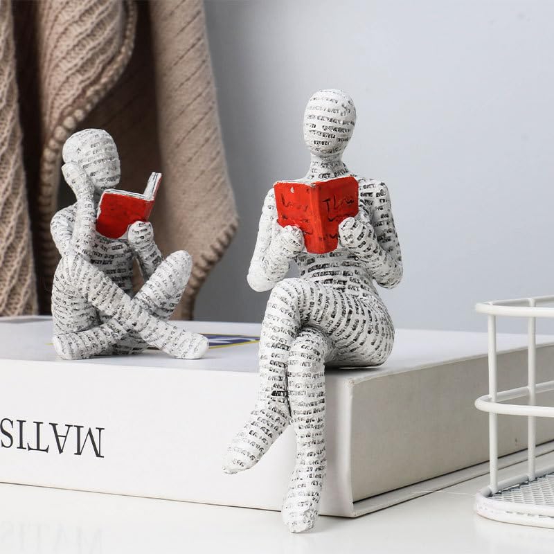 Pulp Reading Women Figurine, Reading Statues for Home Decor, Thinker Statue Decor Modern Figurines Abstract Sculpture for Home Decoration Living Room Office Bookshelf Shelf Table (B) - style: B