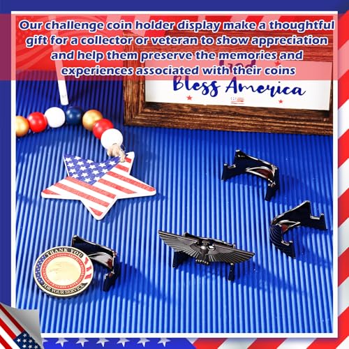 Yaocom 4 Pcs 1.69 Inch Metal Challenge Coin Display Stand Military Coin Holder Medallion Token Holder for Veterans Collectors Fits 2 Inches and up Coins Medals Pocket Watches (Black) - color: Black