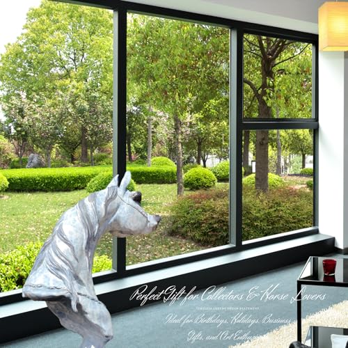 15 in White Bronze Arabian Horse Head Sculpture – Handmade Patina Equestrian Art Bust with Unique Texture, Pure Bronze Horse Statue for Luxury Decor, Gallery & Collectors