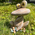 Funny Frog Garden Statue Outdoor Dec Cute Resin Animal Figurine Weatherproof for Yard Lawn Patio Garden Bed Pathway - Whimsical Indoor Outdoor Ornament Gift for Nature Lovers