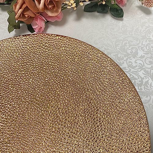 13inch Round Plastic Charger Plates,Set of 8,Charger Plates for Dinner,Wedding,Party,Event Decoration. (Bubble Gold) … - color: Bubble Gold