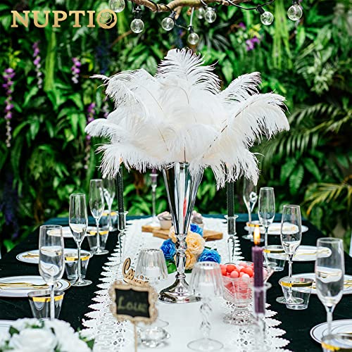 10 Pcs Tabletop Silver Metal Wedding Flower Trumpet Vase, 14 inch Table Decorative Centerpiece Artificial Flower Arrangements for Anniversary Ceremony Party Birthday Event Home Decoration (Silver) - color: Silver, size: 14 inch x 10 Pcs