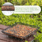 MIXXIDEA Ground Bird Feeder Tray 11x11 Inches, Metal Platform Mesh Seed Tray for Bird Feeders, Great Attracting Garden Yard Decoration for Wild Birds Squirrels Dove,2 Pack - size: 11x11 inches (2 pack)