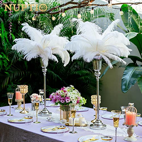 NUPTIO Flower Vase Centerpiece Wedding: 2 Pcs 26.7" Tall Silver Stand Metal Trumpet Vases for Wedding Party Table Decoartions - color: Silver, size: 2 x M