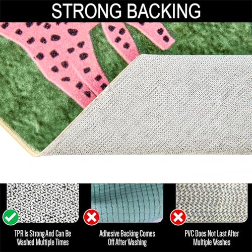 Leopard Washable Rugs, Green Cute Cheetah Tropical Animals Boho Vintage Distressed Hippie 3x5 Area Rugs for Dining Living Room Bedroom Kitchen Nursery, Oriental Aesthetic Tribal Indoor Entryway Carpet - color: Green, size: 3' x 5'