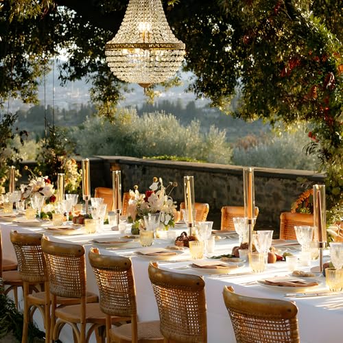 Gold Hurricane Candle Holders, Set of 6 Glass Taper Candlestick Holders Metal Candle Stands Bulk with Glass Cover for Dining Tables Wedding Candelabra Centerpieces Decor - color: Gold