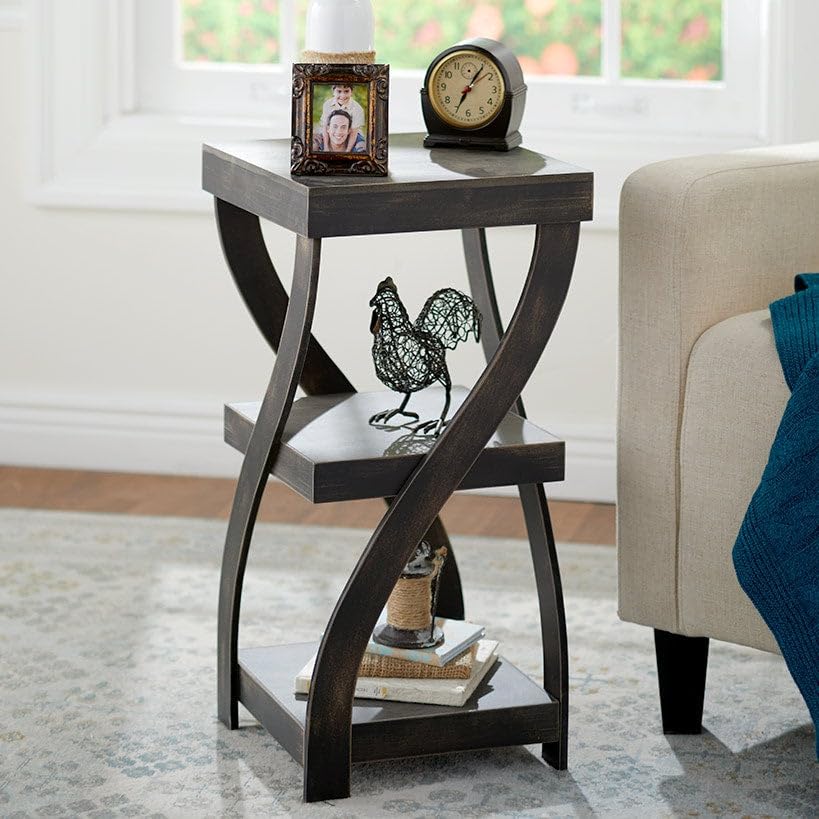 The Lakeside Collection Distressed Twisted Wood Accent Table - Distressed White - color: Distressed White