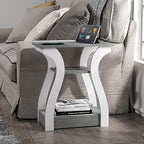 FROMJBEST End Tables Living Room, Grey End Table with Charging Station, Grey Side Table, Nightstand for Bedroom, 3 Tier End Table with Storage Shelf for Living Room - color: Grey