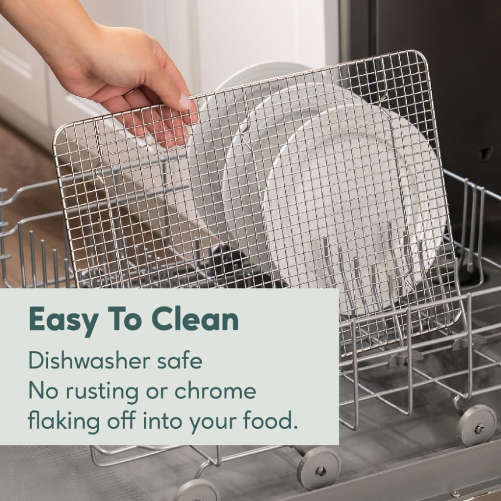 Ultra Cuisine Oven-Safe, Dishwasher-Safe 100% Stainless Steel Cooling and Baking Rack Set Heavy Duty Tight-Wire - 11.5 x 16.5-inch - Set of 2 - Half Sheet Pan Cooling Racks - size: 11.5" x 16.5" 2-Pack
