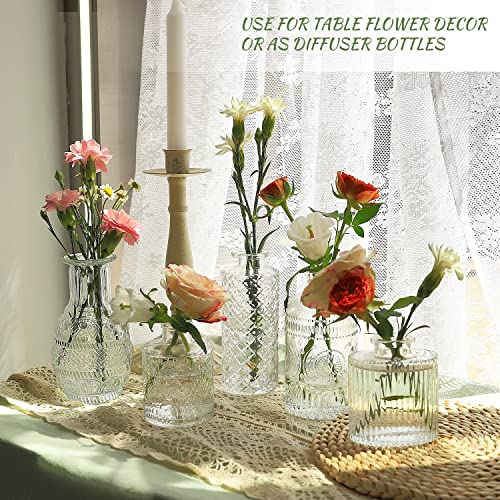 Glass Bud Vase Set of 22, Small Vases for Flowers, Clear Centerpieces, Mini in Bulk Rustic Wedding Decorations, Vintage Look Home Table Flower Decor - color: Clear