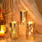 Sunnyray 12 Pcs Gold Cylinder Vases for Centerpieces, 6 Inch Speckled Flower Vase Wedding Decorations, Mercury Glass Votive Candle Holders, Decorative Gold Wedding Centerpieces for Tables